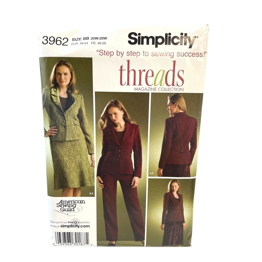 Simplicity Sewing Pattern Skirt Pants Jacket Womens Size‎ 20W-28W